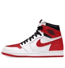 Кроссовки Nike Air Jordan 1 Retro выские красно-белые с черными вставками OG Heritage 555088-161