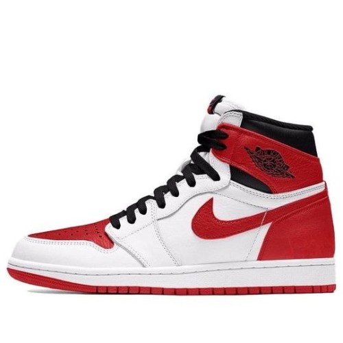 Кроссовки Nike Air Jordan 1 Retro выские красно-белые с черными вставками OG Heritage 555088-161