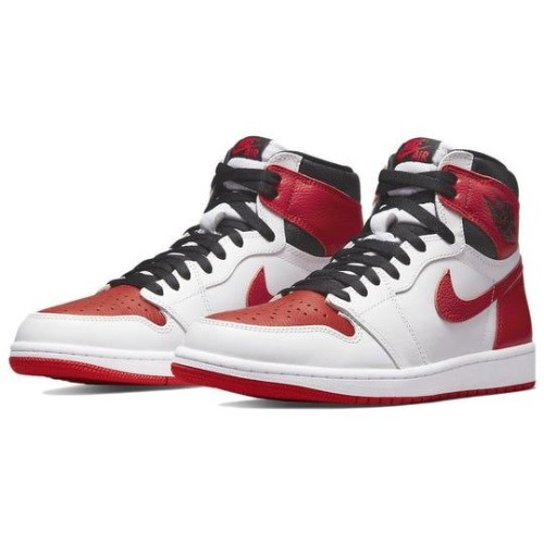 Кроссовки Nike Air Jordan 1 Retro выские красно-белые с черными вставками OG Heritage 555088-161
