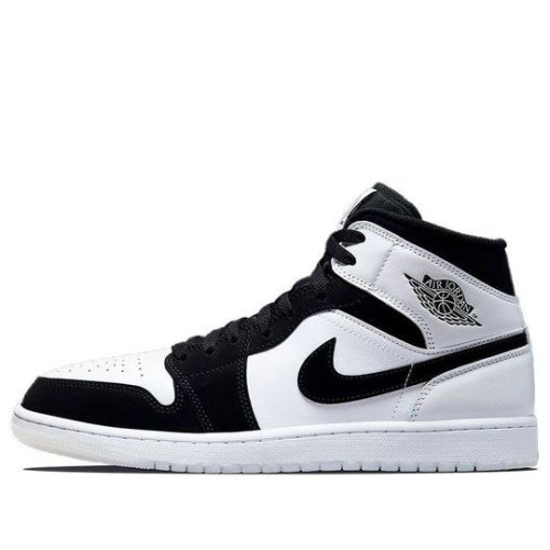 Кроссовки Nike Air Jordan 1 Mid SE Diamond черно-белые высокие DH6933-100