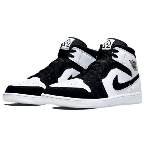 Кроссовки Nike Air Jordan 1 Mid SE Diamond черно-белые высокие DH6933-100