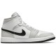 Кроссовки Nike Air Jordan 1 Mid женские высокие серые с черным логотипом Grey Fog BQ6472-015