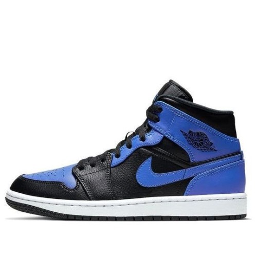 Кроссовки Nike Air Jordan 1 Mid Hyper Royal черно-синие высокие 554724-077