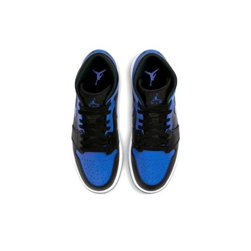 Кроссовки Nike Air Jordan 1 Mid Hyper Royal черно-синие высокие 554724-077