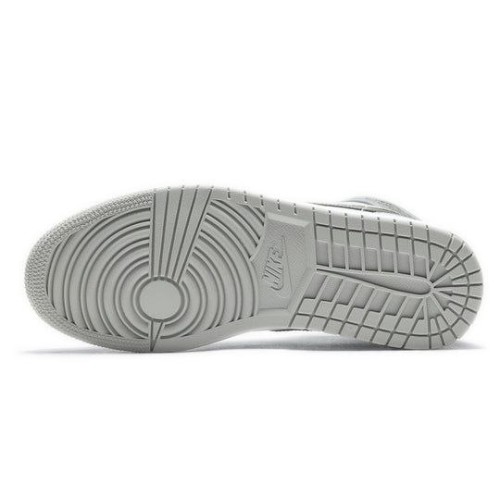 Кроссовки Nike Air Jordan 1 Mid Smoke Grey бело-серые с черными вставками 554724-092