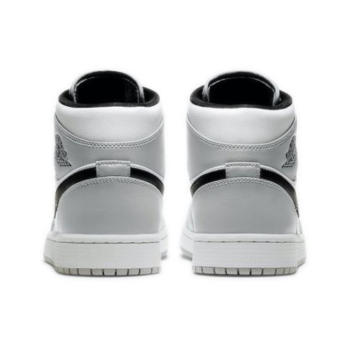 Кроссовки Nike Air Jordan 1 Mid Smoke Grey бело-серые с черными вставками 554724-092