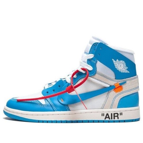 Кроссовки Nike Air Jordan 1 x Off-White Retro High OG UNC бело-голубые