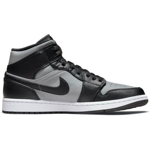 Кроссовки Nike Air Jordan 1 Mid черно-серые высокие Shadow 554724-096
