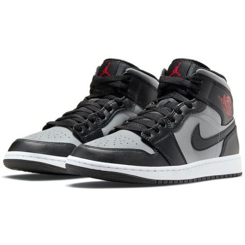 Кроссовки Nike Air Jordan 1 Mid черно-серые высокие Shadow 554724-096