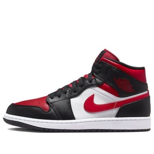 Nike Air Jordan 1 Mid Bred Toe черно-красные с белым 554724-079