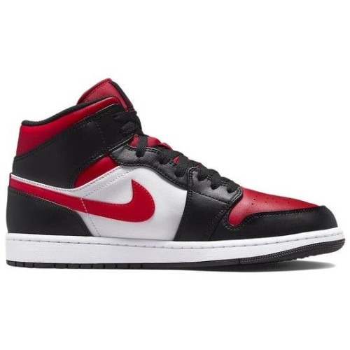 Nike Air Jordan 1 Mid Bred Toe черно-красные с белым 554724-079