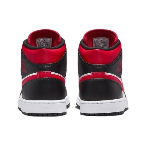 Nike Air Jordan 1 Mid Bred Toe черно-красные с белым 554724-079