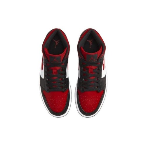 Nike Air Jordan 1 Mid Bred Toe черно-красные с белым 554724-079