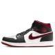 Кроссовки Nike Air Jordan 1 Mid черно-белые с бордовыми вставками Black Gym Red 554724-122