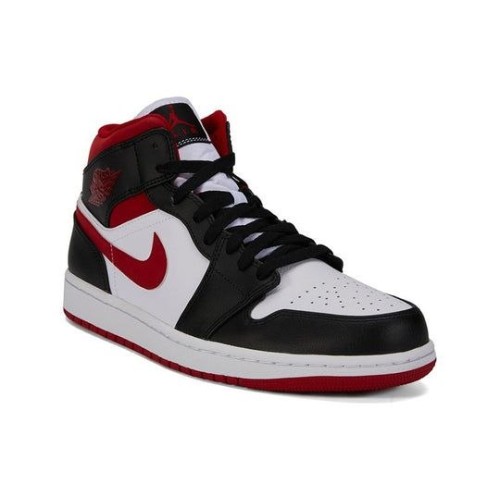 Кроссовки Nike Air Jordan 1 Mid черно-белые с бордовыми вставками Black Gym Red 554724-122