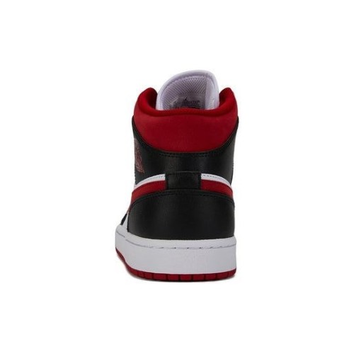 Кроссовки Nike Air Jordan 1 Mid черно-белые с бордовыми вставками Black Gym Red 554724-122