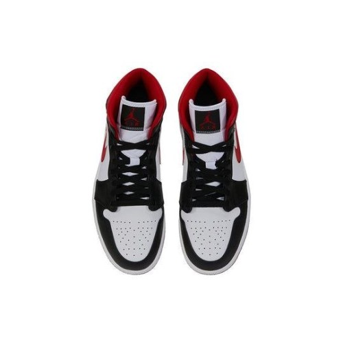 Кроссовки Nike Air Jordan 1 Mid черно-белые с бордовыми вставками Black Gym Red 554724-122