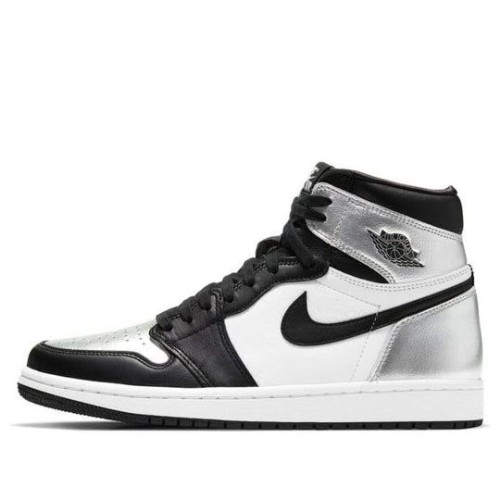 Кроссовки Nike Air Jordan 1 Retro высокие черно-белые с серебристыми вставками OG Silver Toe CD0461-001