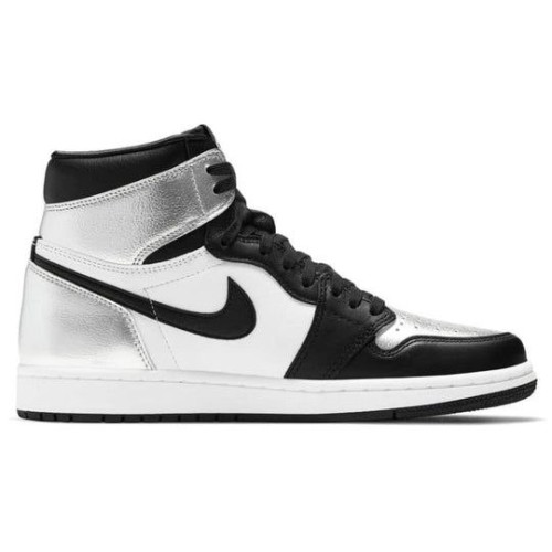 Кроссовки Nike Air Jordan 1 Retro высокие черно-белые с серебристыми вставками OG Silver Toe CD0461-001