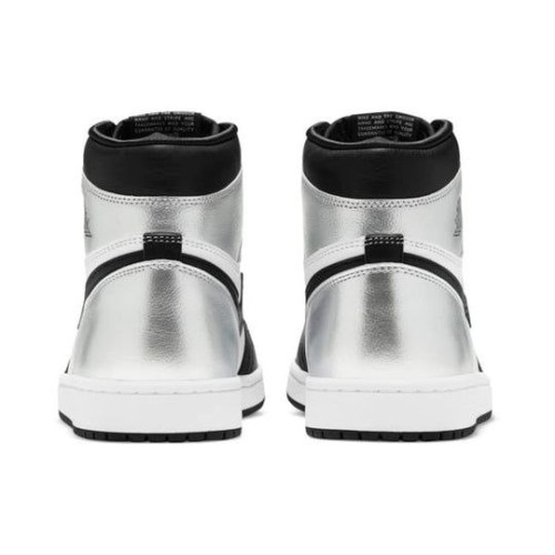 Кроссовки Nike Air Jordan 1 Retro высокие черно-белые с серебристыми вставками OG Silver Toe CD0461-001