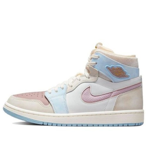 Кроссовки Nike Air Jordan 1 женские высокие светлые Pink Oxford Plum Fog DQ5092-651