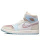 Кроссовки Nike Air Jordan 1 женские высокие светлые Pink Oxford Plum Fog DQ5092-651