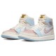 Кроссовки Nike Air Jordan 1 женские высокие светлые Pink Oxford Plum Fog DQ5092-651