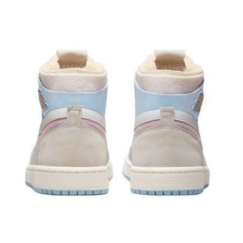 Кроссовки Nike Air Jordan 1 женские высокие светлые Pink Oxford Plum Fog DQ5092-651