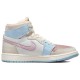 Кроссовки Nike Air Jordan 1 женские высокие светлые Pink Oxford Plum Fog DQ5092-651