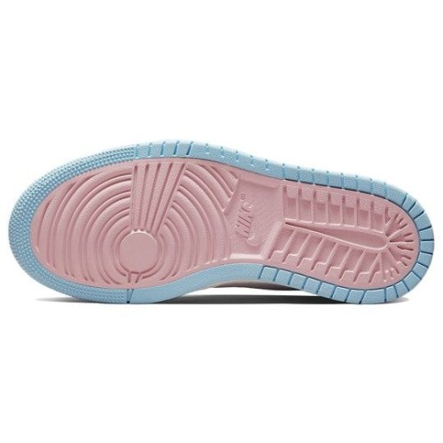 Кроссовки Nike Air Jordan 1 женские высокие светлые Pink Oxford Plum Fog DQ5092-651