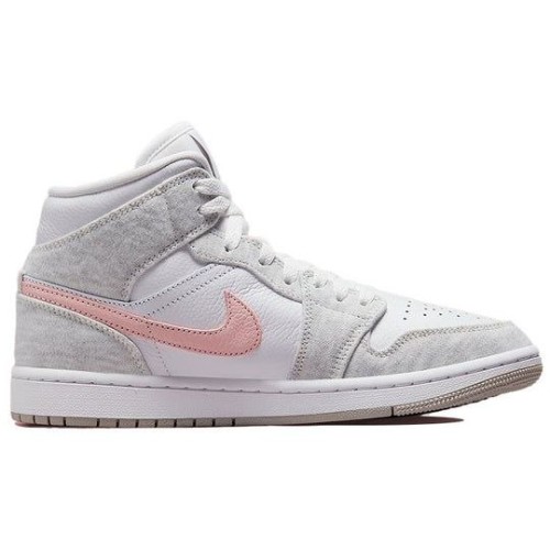 Кроссовки Nike Air Jordan 1 Womens Mid SE Light Iron Ore белые с серыми и розовыми вставками DN4045-001