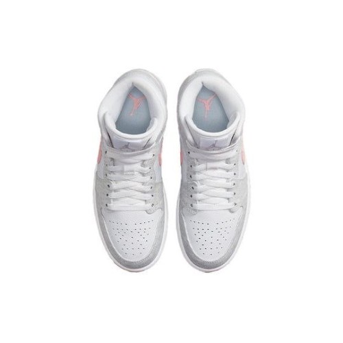Кроссовки Nike Air Jordan 1 Womens Mid SE Light Iron Ore белые с серыми и розовыми вставками DN4045-001