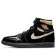 Кроссовки Nike Air Jordan 1 Retro High OG Black Metallic Gold черные лаковые высокие 555088-032
