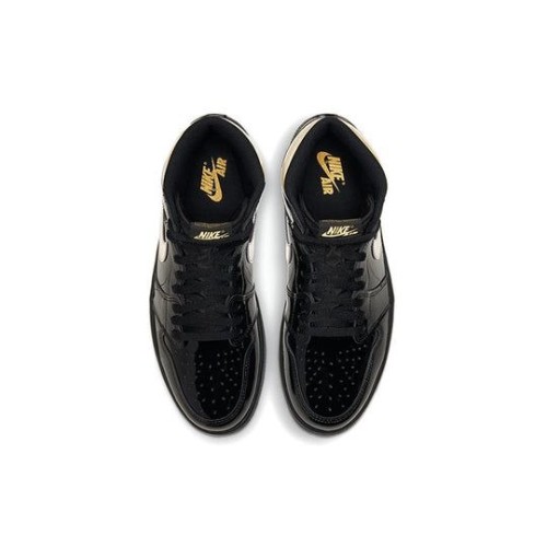 Кроссовки Nike Air Jordan 1 Retro High OG Black Metallic Gold черные лаковые высокие 555088-032