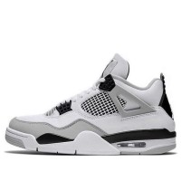 Кроссовки Nike Air Jordan 4 Retro бело-серые с черными вставками Military Black DH6927-111