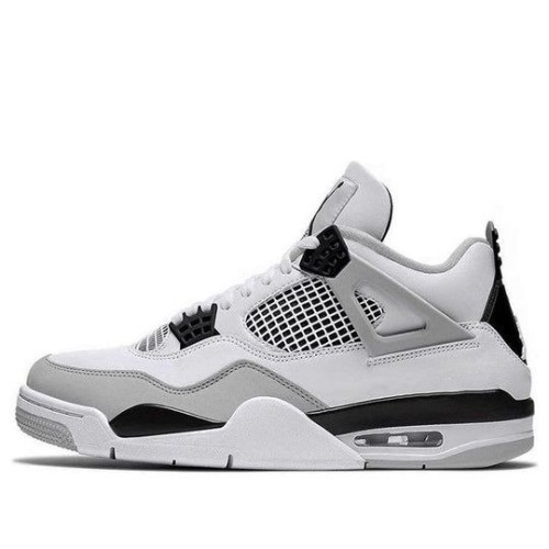 Кроссовки Nike Air Jordan 4 Retro бело-серые с черными вставками Military Black DH6927-111