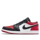 Кроссовки Nike Air Jordan 1 Low Bred Toe низкие черно-белые с красными вставками 553558-612