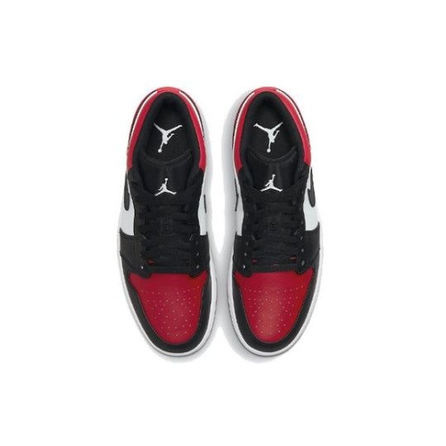 Кроссовки Nike Air Jordan 1 Low Bred Toe низкие черно-белые с красными вставками 553558-612