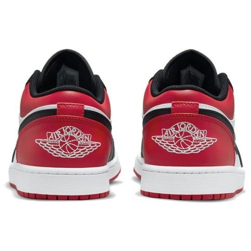 Кроссовки Nike Air Jordan 1 Low Bred Toe низкие черно-белые с красными вставками 553558-612