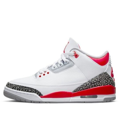 Кроссовки Nike Air Jordan 3 Retro Fire Red белые низкие с красными вставками DN3707-160