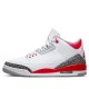 Кроссовки Nike Air Jordan 3 Retro Fire Red белые низкие с красными вставками DN3707-160