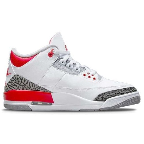 Кроссовки Nike Air Jordan 3 Retro Fire Red белые низкие с красными вставками DN3707-160