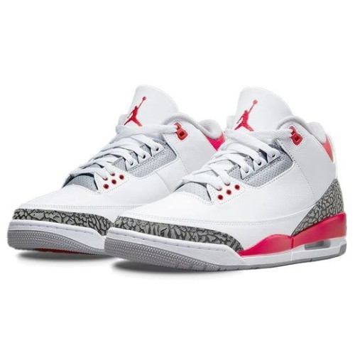 Кроссовки Nike Air Jordan 3 Retro Fire Red белые низкие с красными вставками DN3707-160