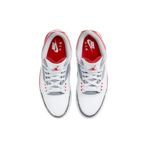 Кроссовки Nike Air Jordan 3 Retro Fire Red белые низкие с красными вставками DN3707-160