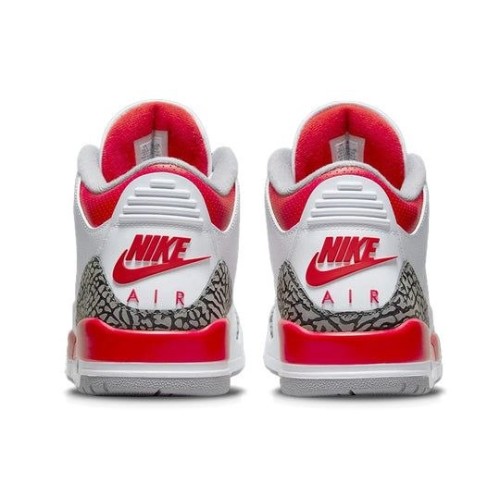 Кроссовки Nike Air Jordan 3 Retro Fire Red белые низкие с красными вставками DN3707-160