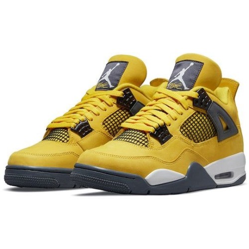 Кроссовки Nike Air Jordan 4 Retro желтые с черными вставками CT8527-700