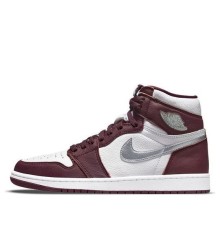 Кроссовки Nike Air Jordan 1 Retro высокие бордовые с белым OG Bordeaux 555088-611