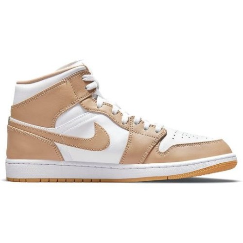 Nike Air Jordan 1 Mid светло-коричневые с белыми вставками Tan Gum 554724-271