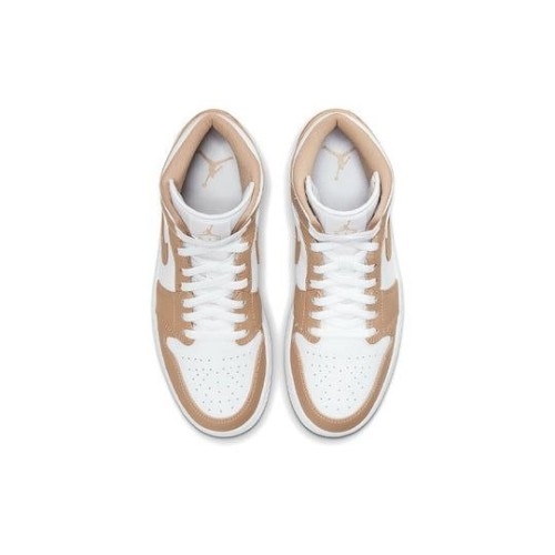 Nike Air Jordan 1 Mid светло-коричневые с белыми вставками Tan Gum 554724-271