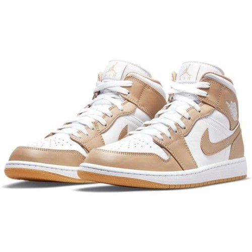 Nike Air Jordan 1 Mid светло-коричневые с белыми вставками Tan Gum 554724-271